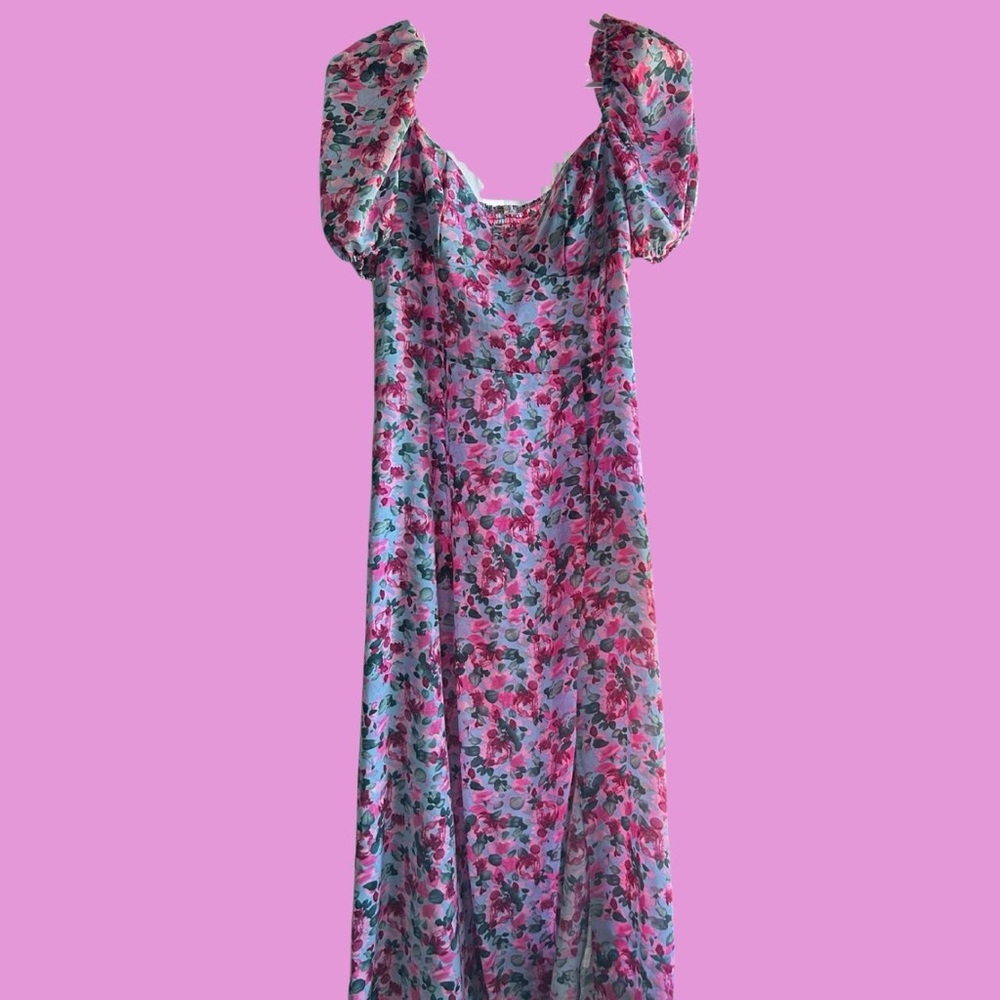 Floral Pink and Blue Women's Dress